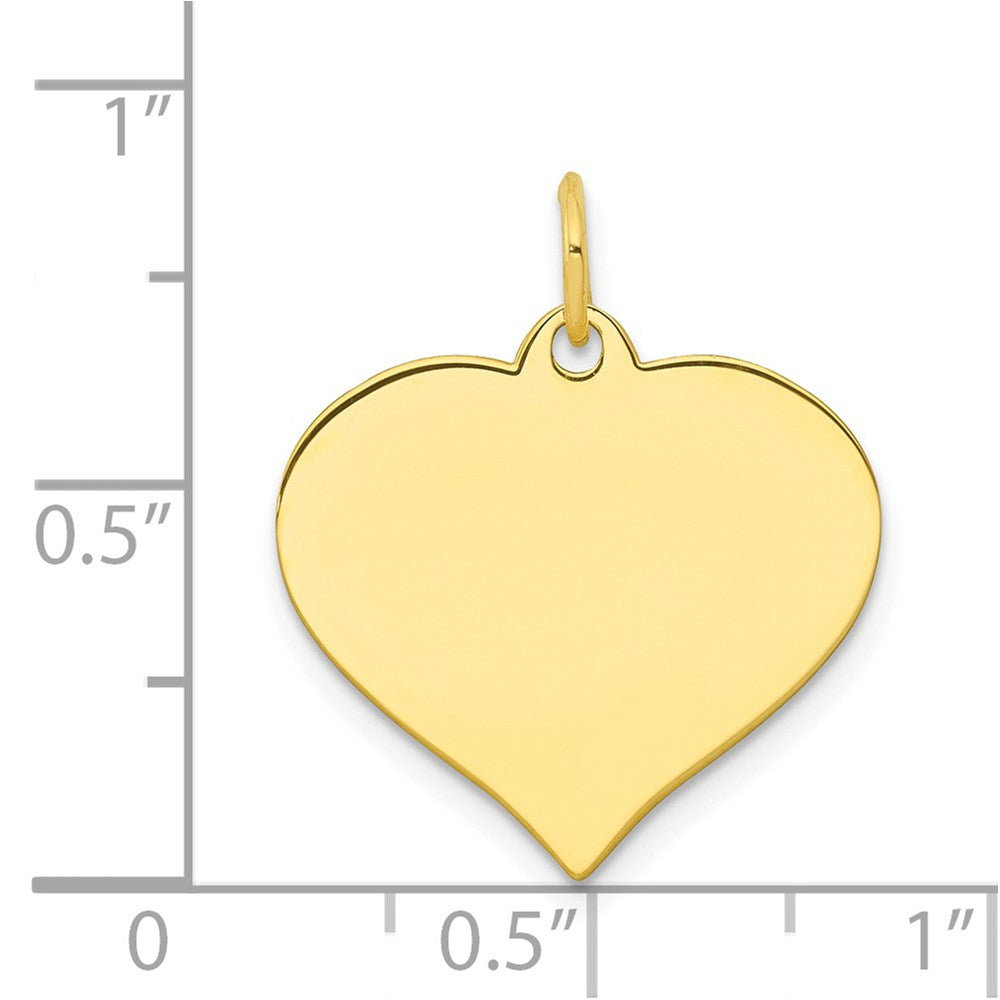 10K Yellow Gold .013 Gauge Heart Disc Engravable Charm Pendant Jewelry Gifts (Length 0.86" Width 0.74")