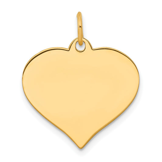 10K Yellow Gold .013 Gauge Heart Disc Engravable Charm Pendant Jewelry Gifts (Length 0.86" Width 0.74")