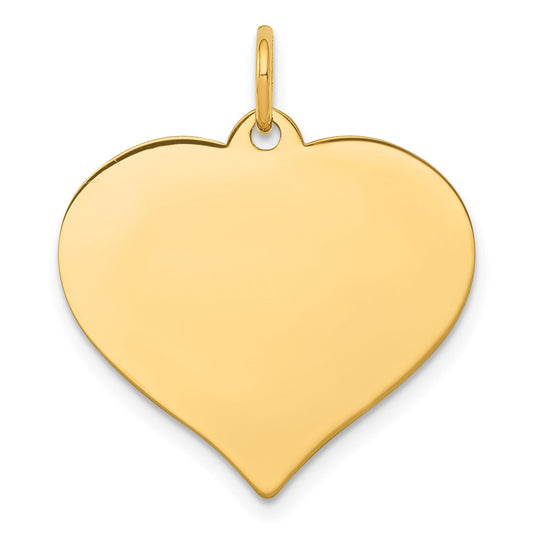 10K Yellow Gold .018 Gauge Heart Disc Engravable Charm Pendant Jewelry Gifts (Length 0.98" Width 0.82")