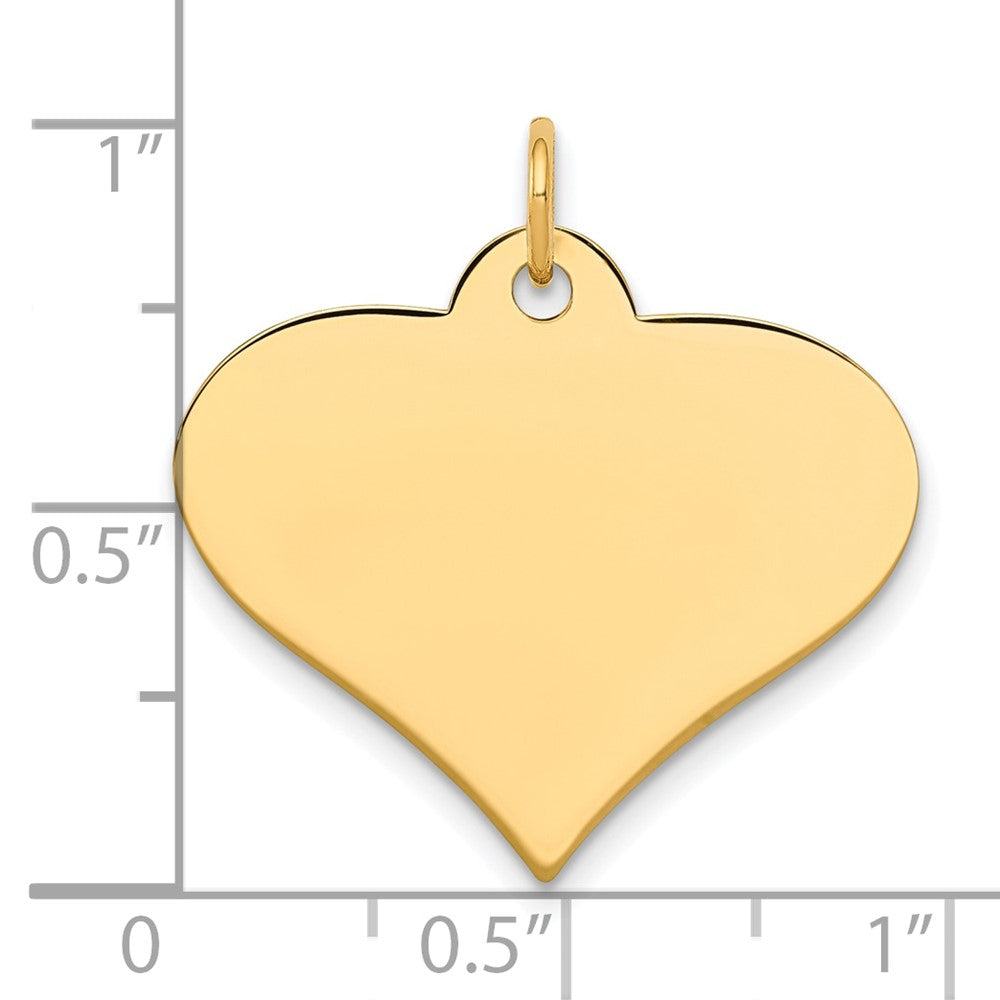 10K Yellow Gold Plain .013 Gauge Heart Disc Engravable Charm Pendant Jewelry Gifts