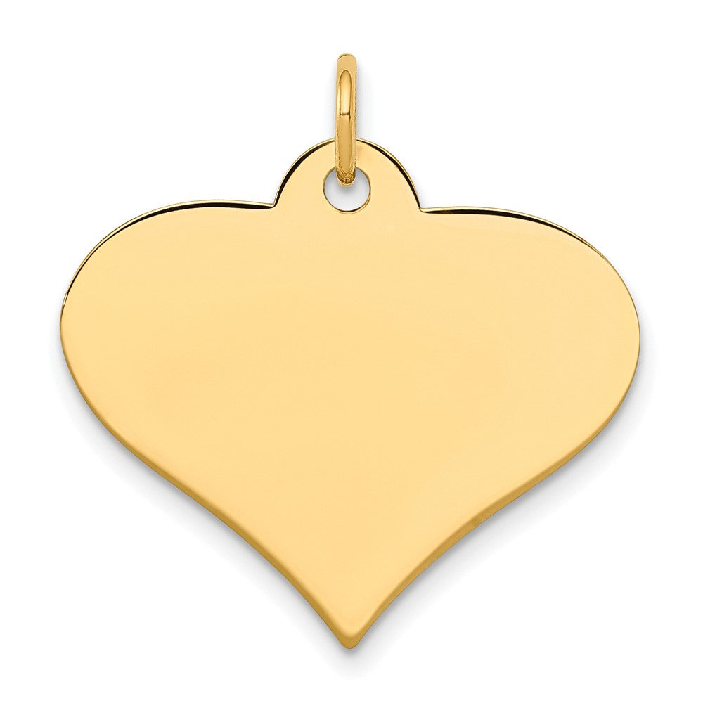 10K Yellow Gold Plain .013 Gauge Heart Disc Engravable Charm Pendant Jewelry Gifts