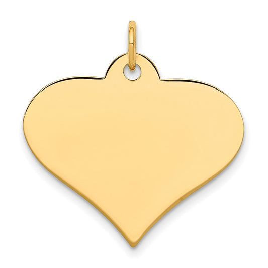 10K Yellow Gold Plain .018 Gauge Heart Disc Engravable Charm Pendant Jewelry Gifts