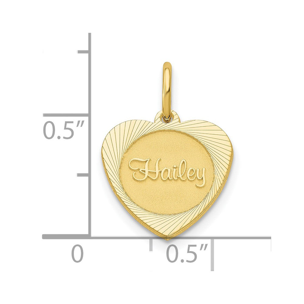 10K Yellow Gold Small Heart Disc with Name Engravable Charm Pendant Jewelry Gifts (Length 0.59" Width 0.33")
