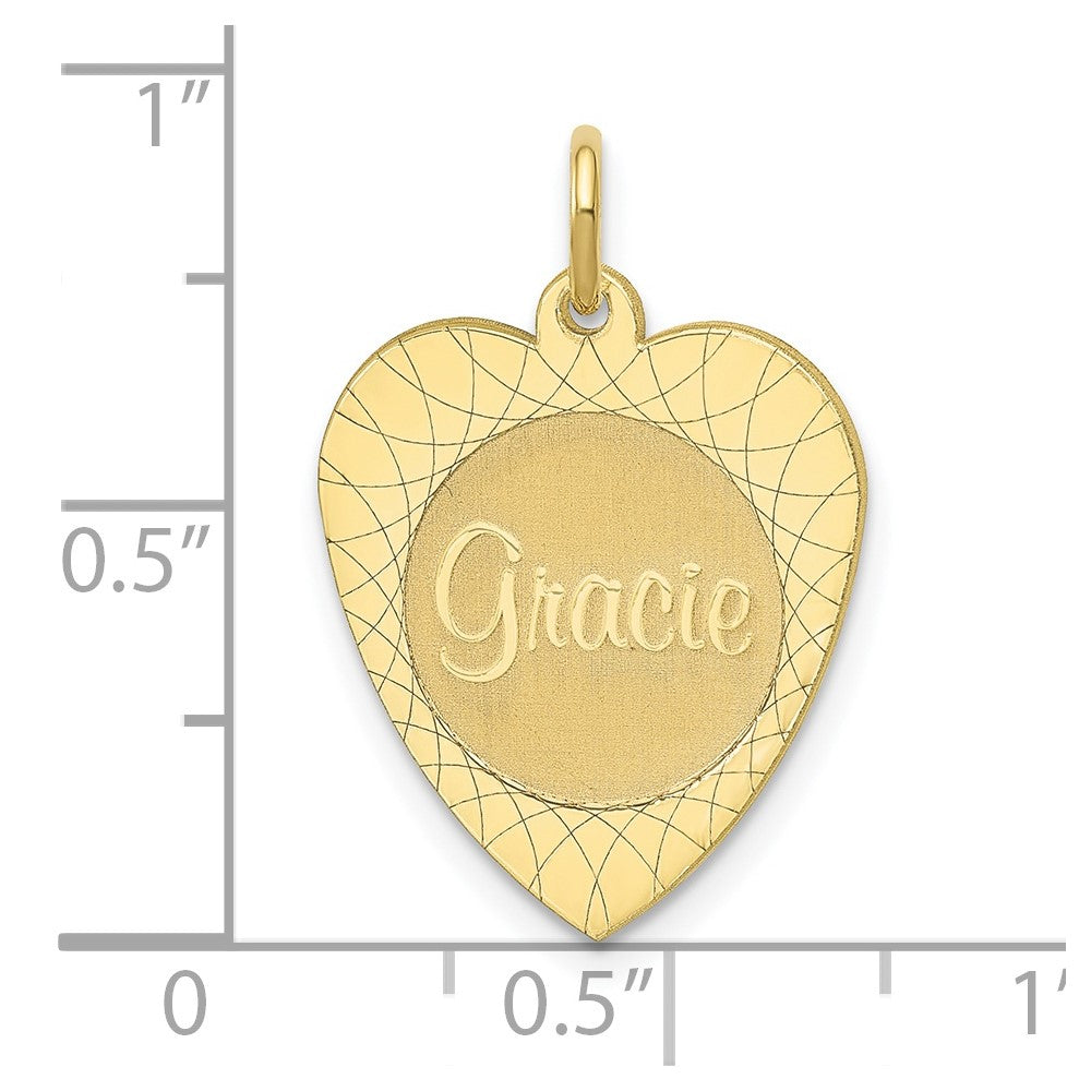 10K Yellow Gold Large Heart Disc with Name Engravable Charm Pendant Jewelry Gifts (Length 0.76" Width 0.62")