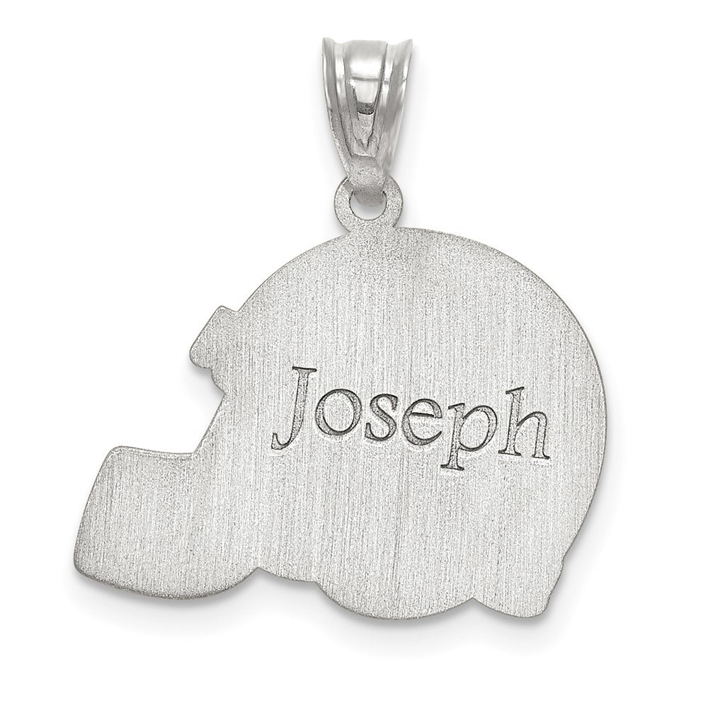 10K White Gold Football HelmetEngravable Charm Pendant Jewelry Gifts (Length 0.64" Width 0.8")