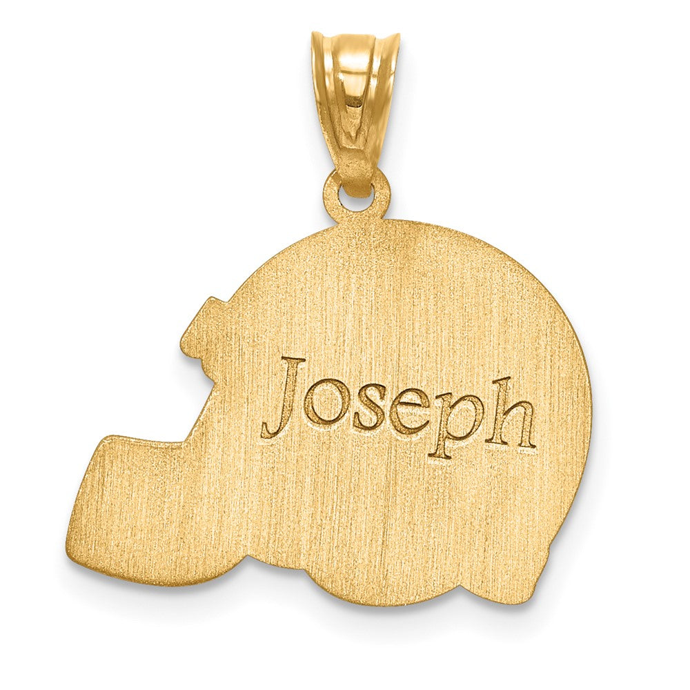 10K Yellow Gold Football HelmetEngravable Charm Pendant Jewelry Gifts (Length 0.64" Width 0.8")