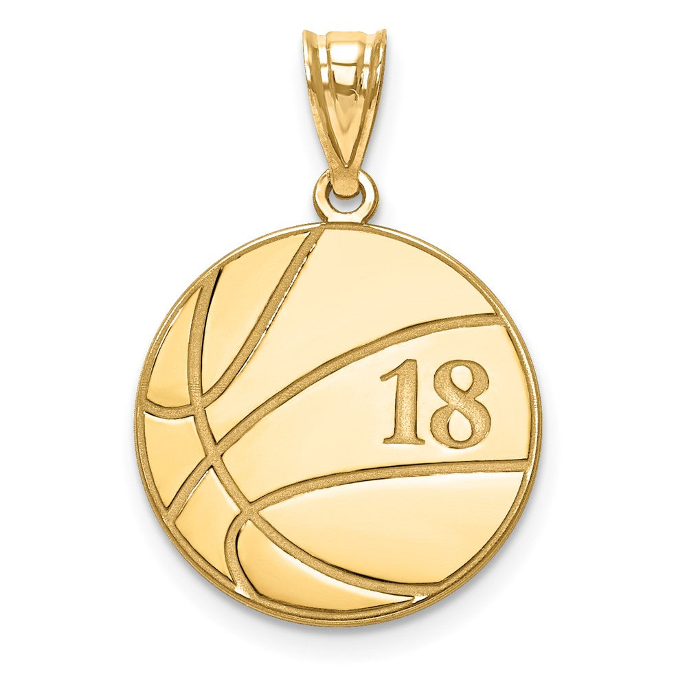 10K Yellow Gold BasketballEngravable Charm Pendant Jewelry Gifts (Length 0.7" Width 0.7")