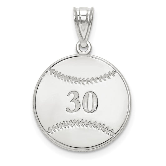 10K White Gold BaseballEngravable Charm Pendant Jewelry Gifts (Length 0.72" Width 0.68")