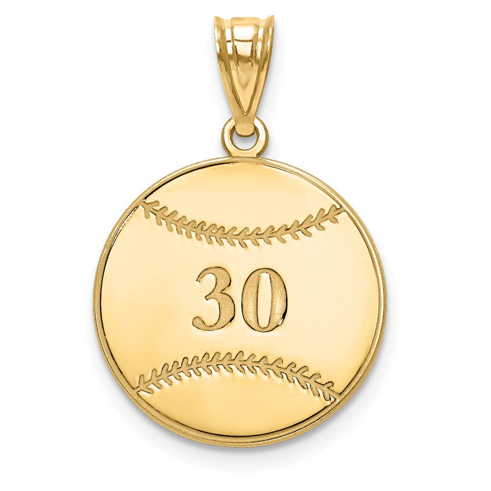 10K Yellow Gold BaseballEngravable Charm Pendant Jewelry Gifts (Length 0.72" Width 0.68")