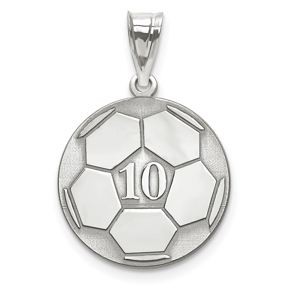 10K White Gold SoccerEngravable Charm Pendant Jewelry Gifts (Length 0.71" Width 0.71")