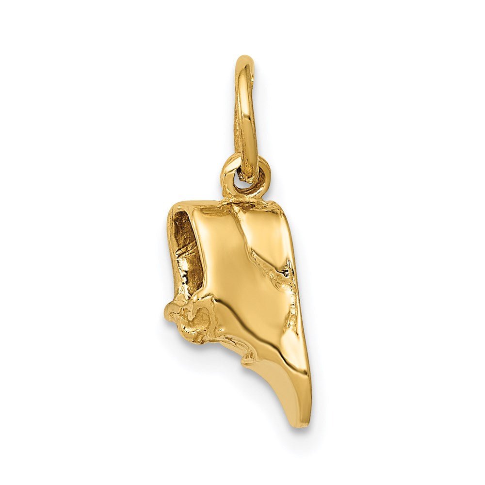 14k Yellow Gold 3D Single Baby Shoe Engravable Charm Pendant Jewelry Gifts (Length 0.66" Width 0.2")