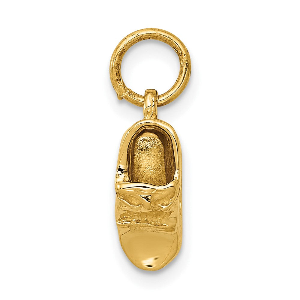 14k Yellow Gold 3D Single Baby Shoe Engravable Charm Pendant Jewelry Gifts (Length 0.66" Width 0.2")