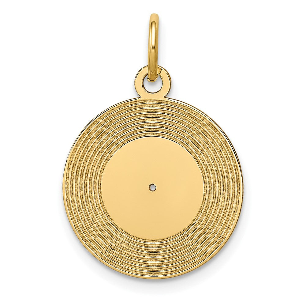 14k Yellow Gold Record Album Engravable Charm Pendant Jewelry Gifts (Length 0.82" Width 0.59")