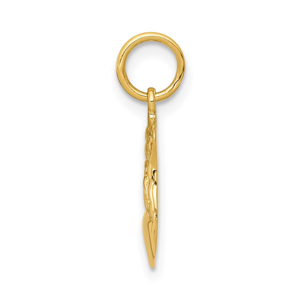 14k Yellow Gold Police Badge Engravable Charm Pendant Jewelry Gifts (Length 0.72" Width 0.43")