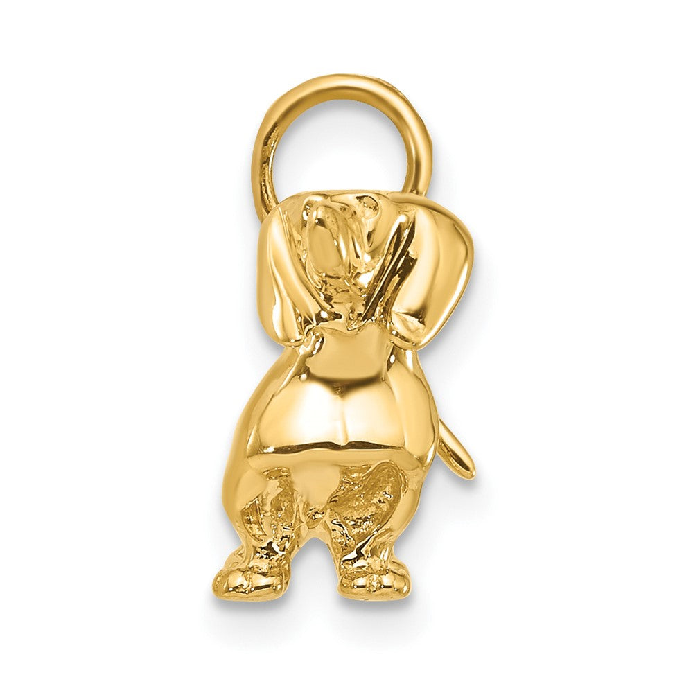 14k Yellow Gold 3D Dachshund Dog Engravable Charm Pendant Jewelry Gifts (Length 0.55" Width 1.21")