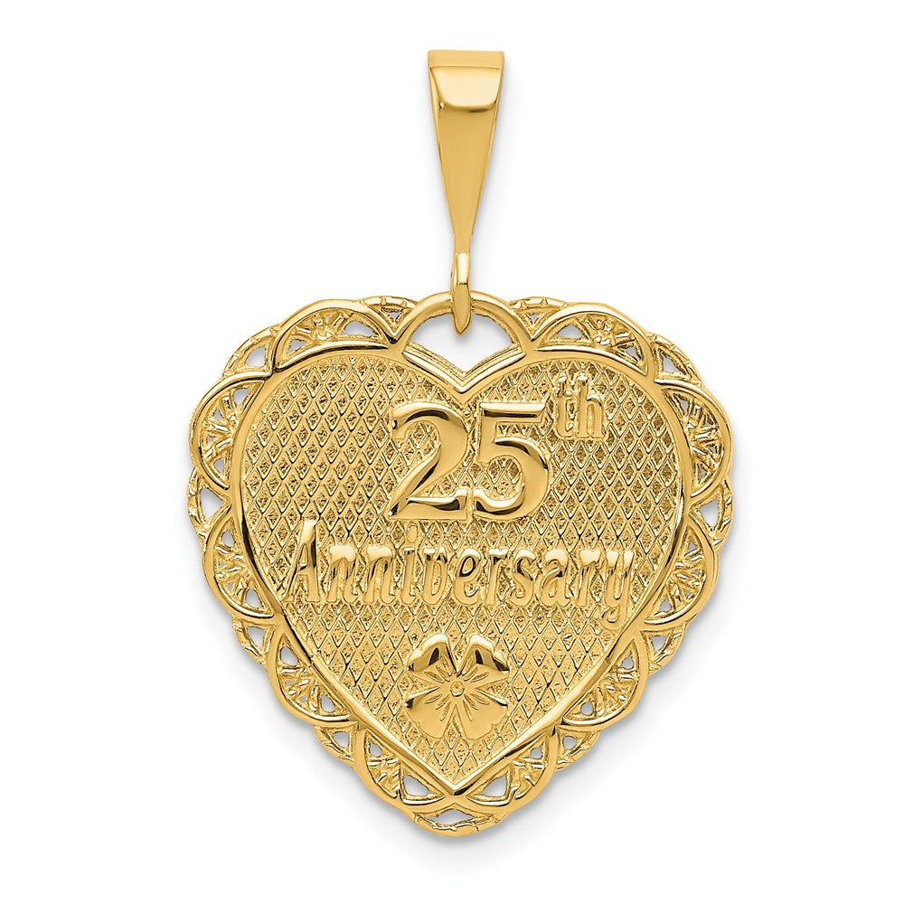 14k Yellow Gold Reversible 25th ANNIVERSARYEngravable Charm Pendant Jewelry Gifts (Length 1.13" Width 0.78")