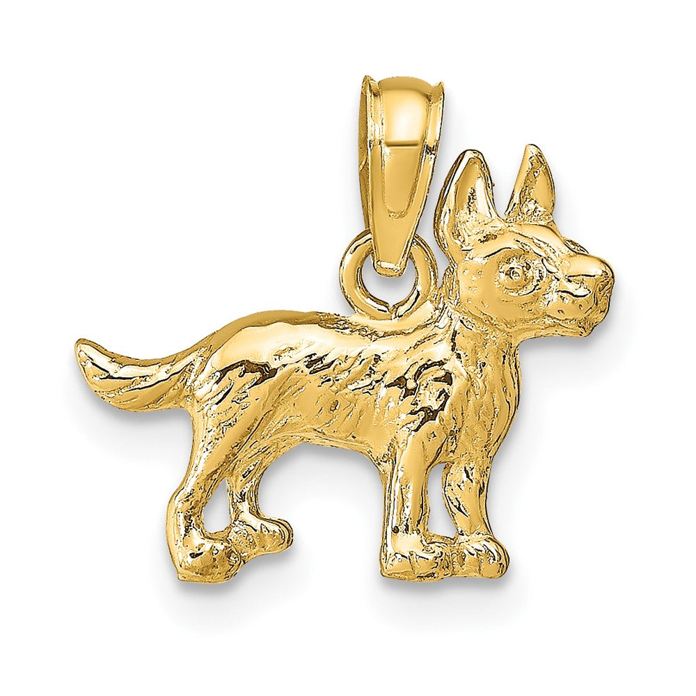 14k Yellow Gold Terrier DogEngravable Charm Pendant Jewelry Gifts (Length 0.59" Width 0.62")