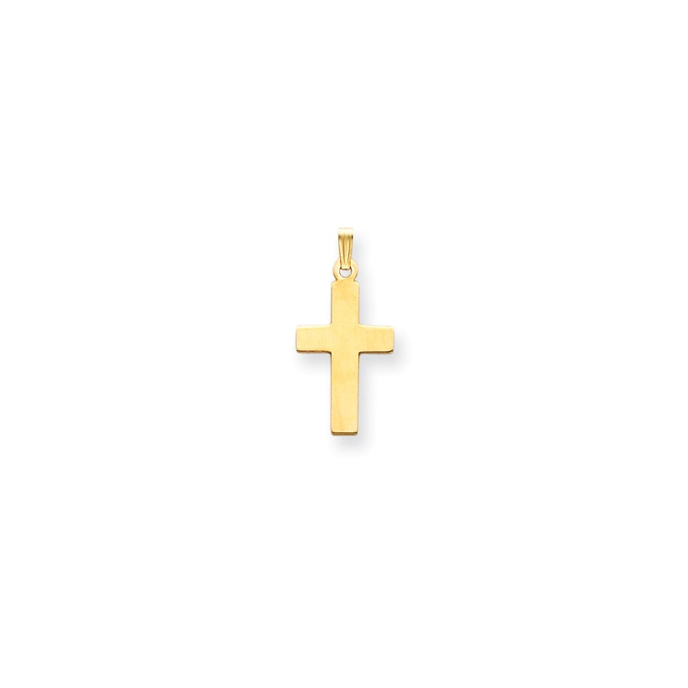 14k Yellow Gold Polished Crucifix CrossEngravable Charm Pendant Jewelry Gifts (Length 1.01" Width 0.47")