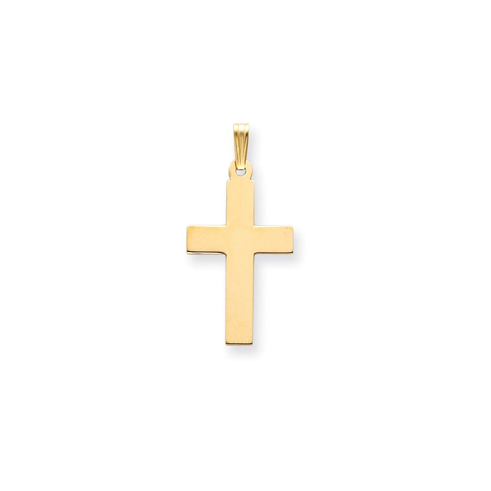 14k Yellow Gold Polished Crucifix CrossEngravable Charm Pendant Jewelry Gifts (Length 1.48" Width 0.74")