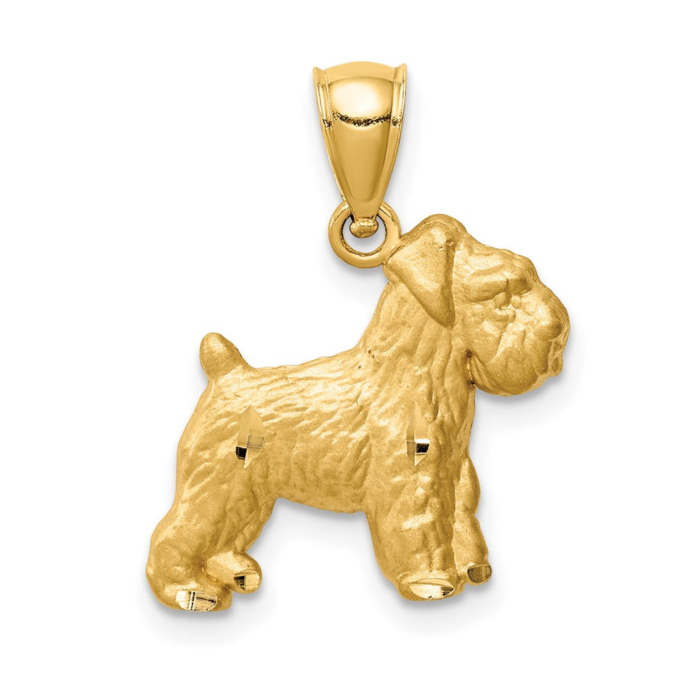 14k Yellow Gold Diamond cut Mini SchnauzerEngravable Charm Pendant Jewelry Gifts