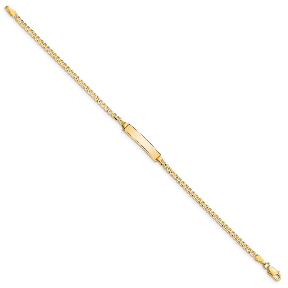 Polished Engravable 14K Yellow Gold Curb Link ID Bracelet Length 7 inches Width 4.8 mm With Lobster Claw Clasp