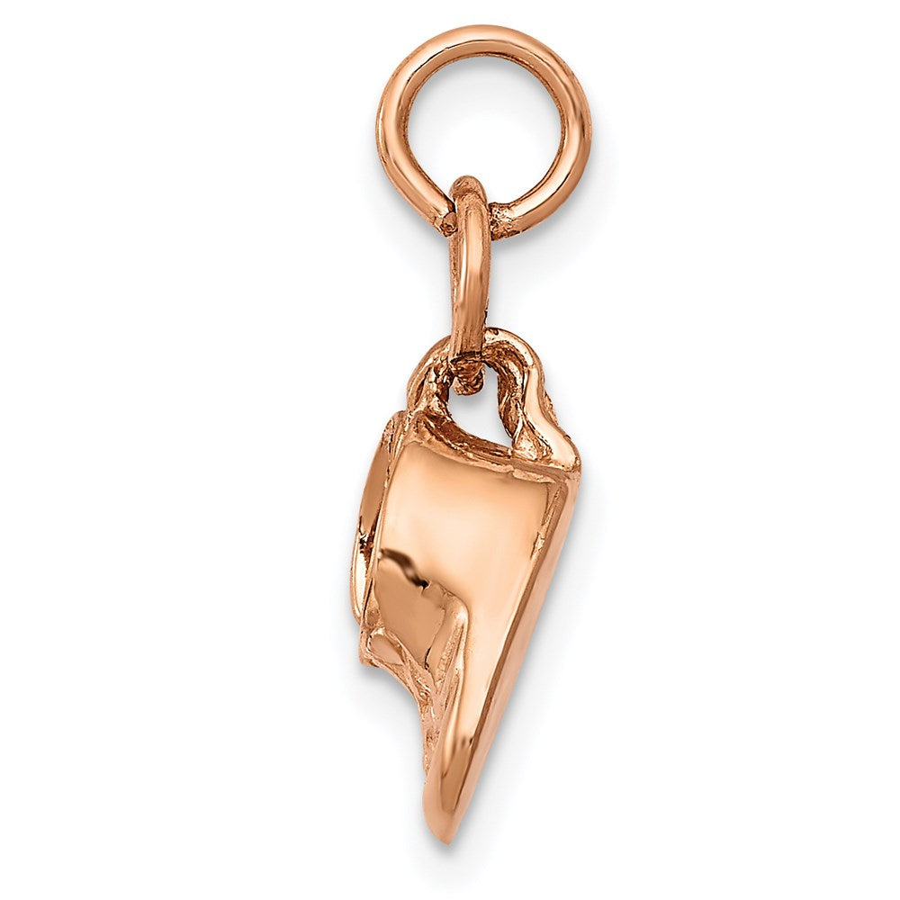 14K Rose Gold 3D Moveable Baby Shoes Engravable Charm Pendant Jewelry Gifts (Length 0.62" Width 0.59")