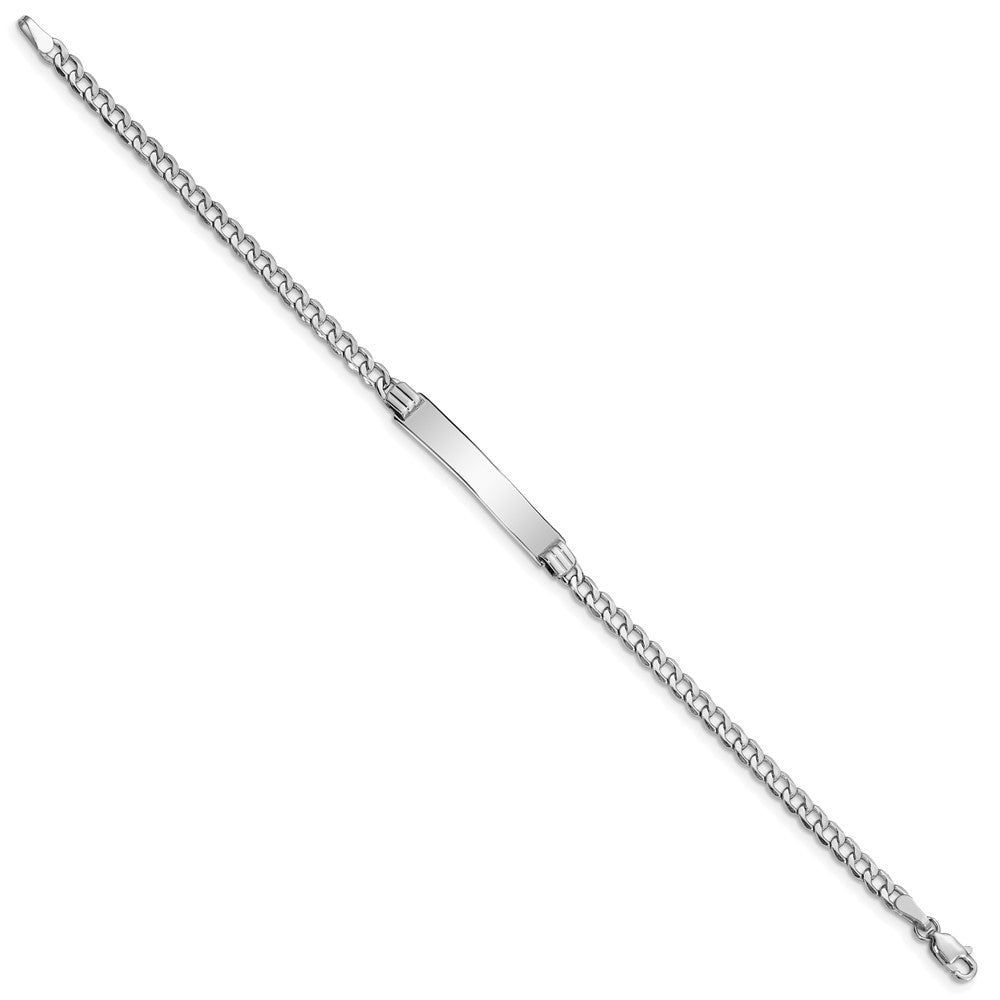 Engravable 14K White Gold Polished Cuban Link ID Bracelet Length 7 inches Width 5 mm With Lobster Claw Clasp