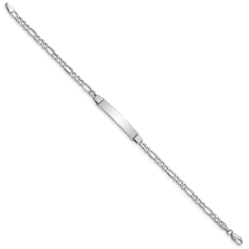 Engravable 14K White Gold Polished Figaro Link ID Bracelet Length 8 inches Width 5 mm With Lobster Claw Clasp