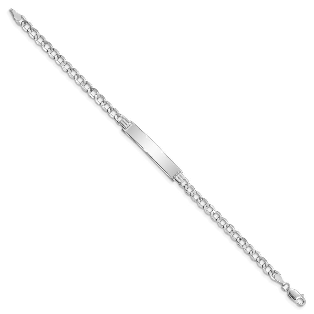 Engravable 14K White Gold Polished Cuban ID Bracelet Length 8 inches Width 6.75 mm With Lobster Claw Clasp