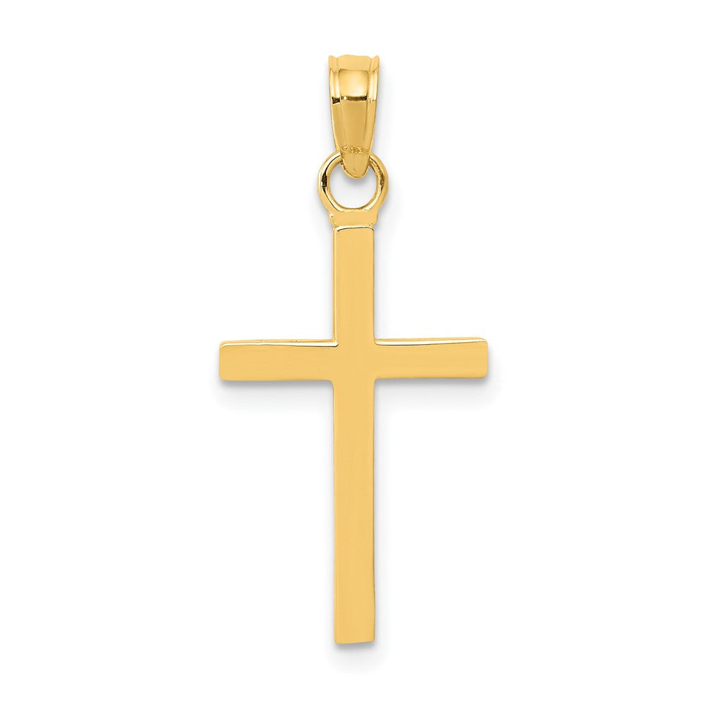 14k Yellow Gold Polished Crucifix CrossEngravable Charm Pendant Jewelry Gifts (Length 0.92" Width 0.43")