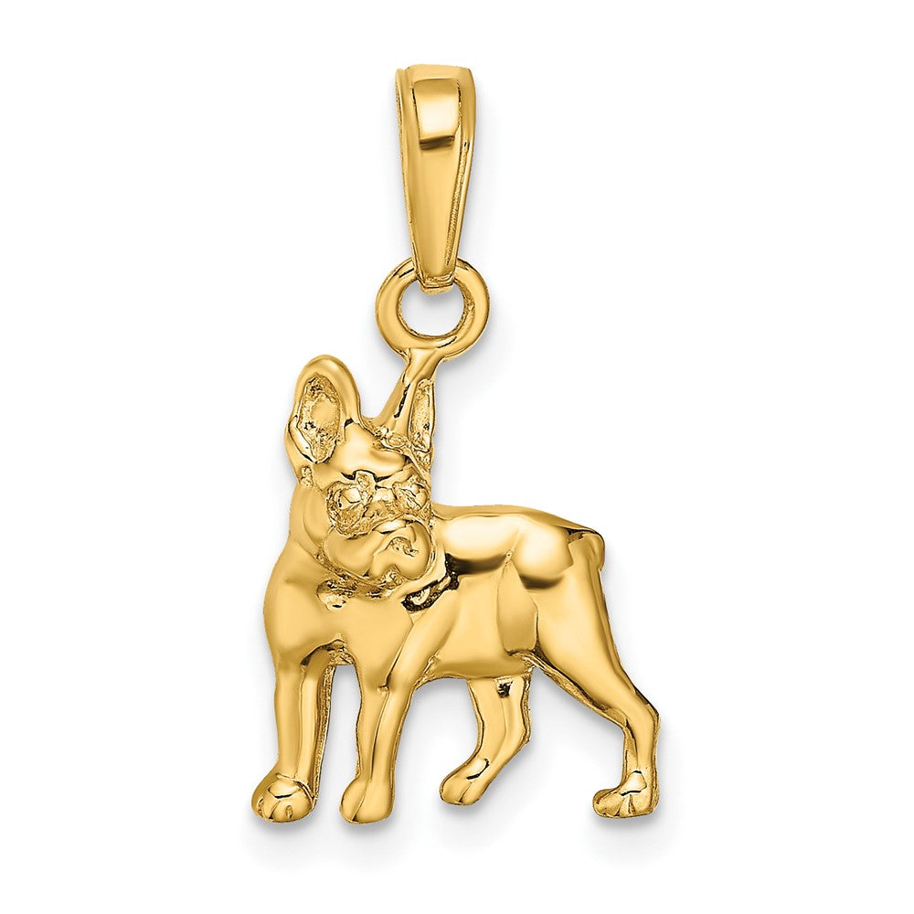 14k Yellow Gold Boston Terrier DogEngravable Charm Pendant Jewelry Gifts (Length 0.78" Width 0.51")