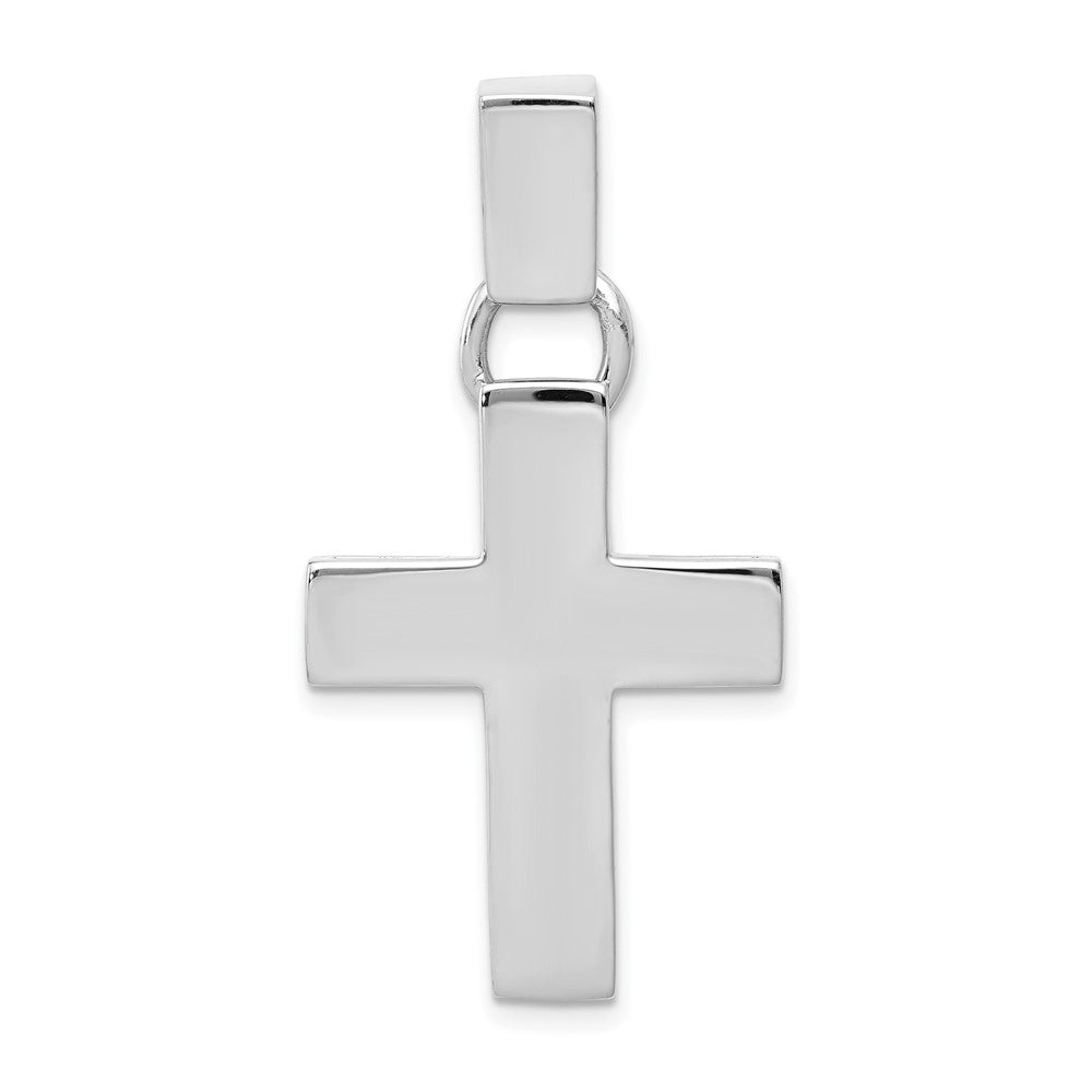 14k White Gold Modern Crucifix CrossEngravable Charm Pendant Jewelry Gifts (Length 1.56" Width 0.8")