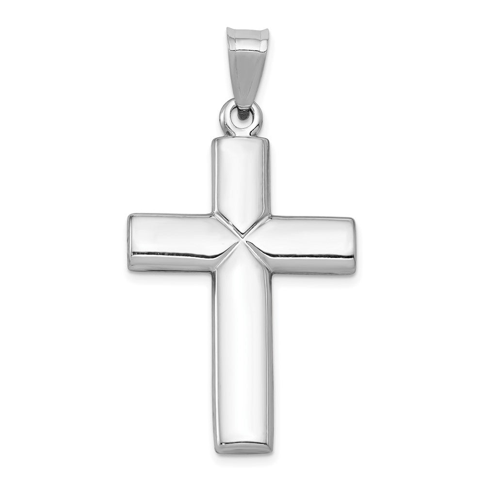 14k White Gold Stamping Crucifix CrossEngravable Charm Pendant Jewelry Gifts (Length 1.68" Width 0.91")
