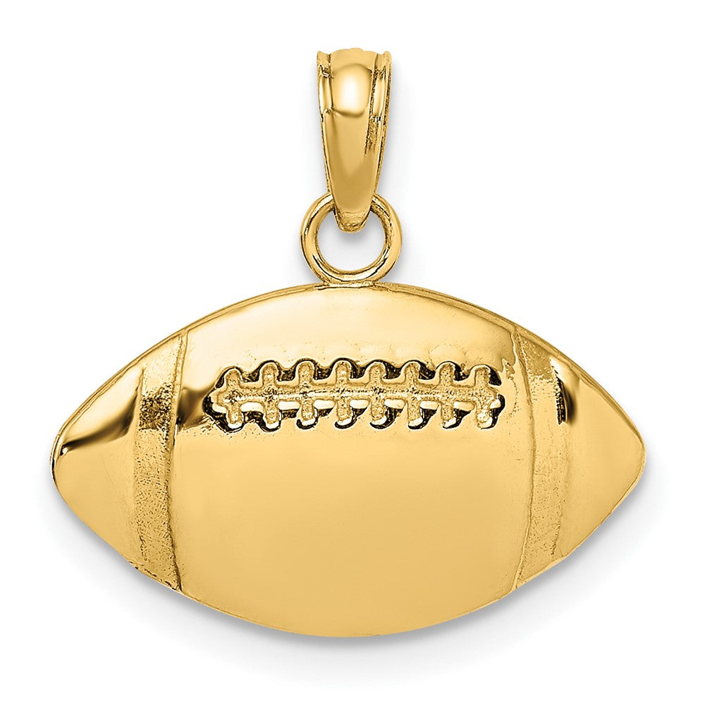 14k Yellow Gold 2D Football Engravable Charm Pendant Jewelry Gifts (Length 0.42" Width 0.68")