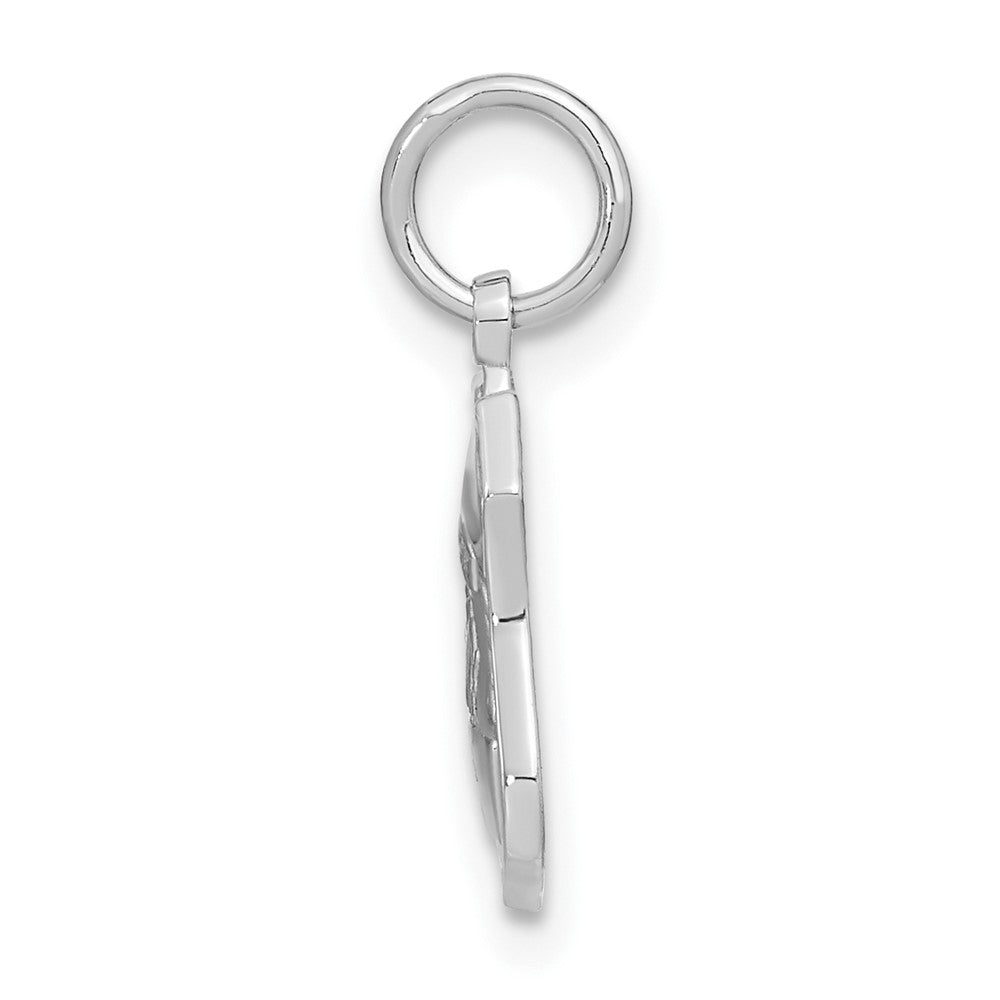 14k White Gold Police Badge Engravable Charm Pendant Jewelry Gifts (Length 0.72" Width 0.43")