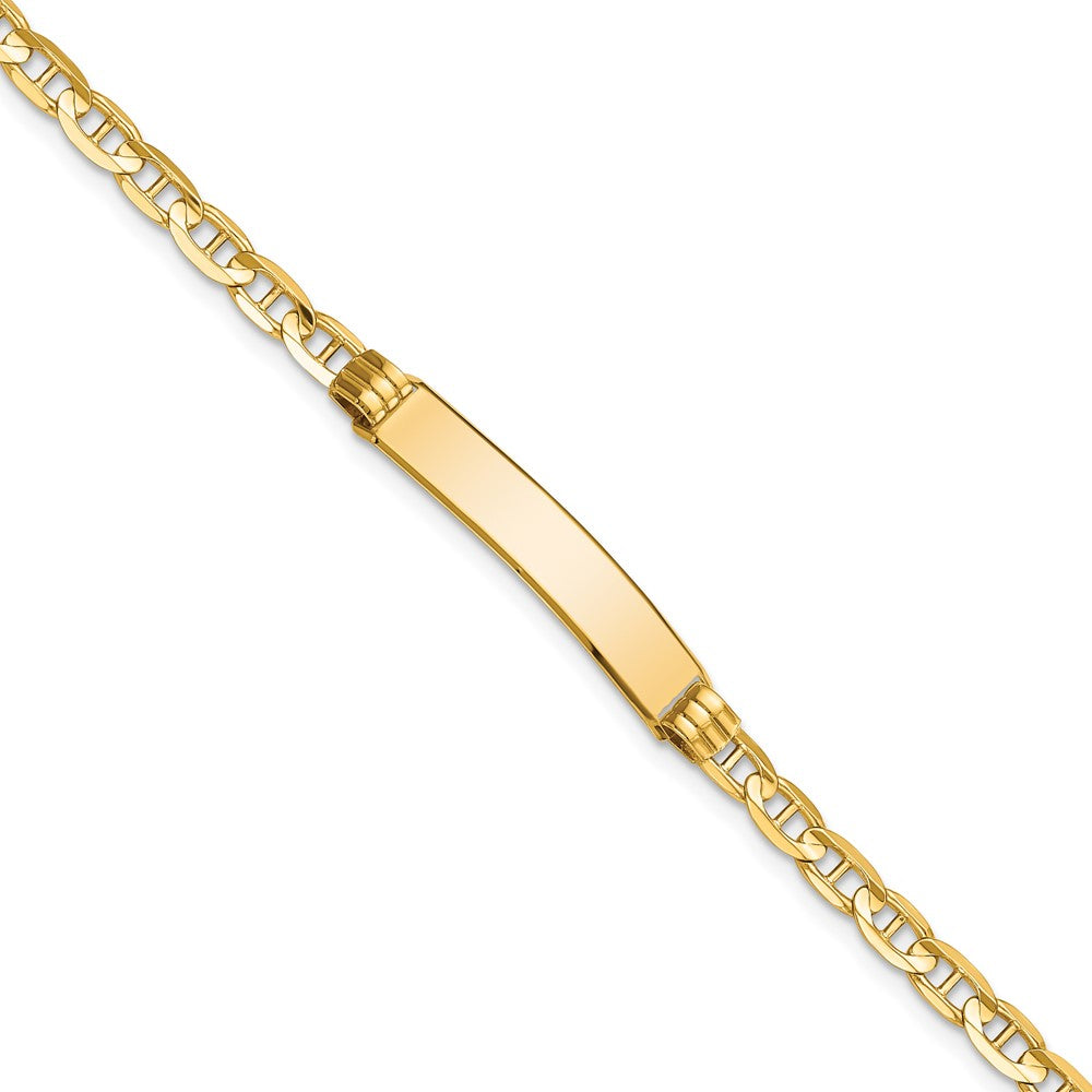 Engravable 14K Yellow Gold Anchor Link ID Bracelet Length 8 inches Width 4.5 mm With Lobster Claw Clasp