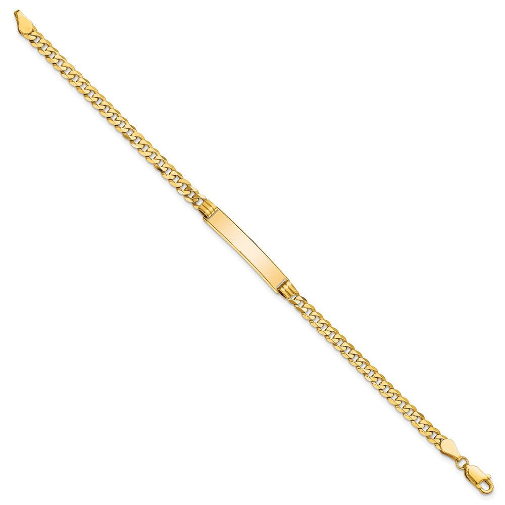 Engravable 14K Yellow Gold Curb Link ID Bracelet Length 7 inches Width 5 mm With Lobster Claw Clasp