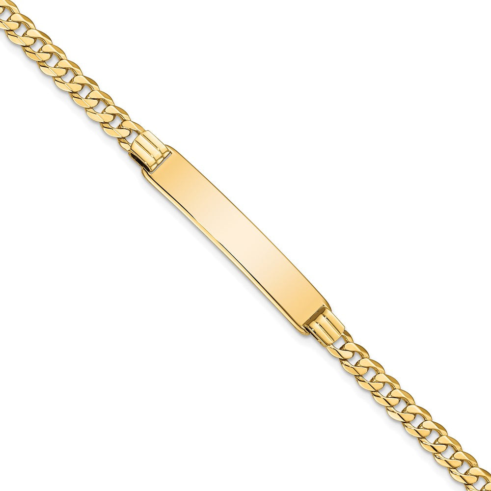 Engravable 14K Yellow Gold Curb Link ID Bracelet Length 8 inches Width 7 mm With Lobster Claw Clasp