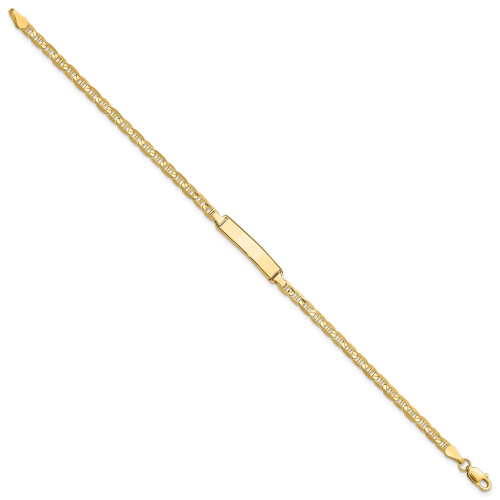 Engravable 14K Yellow Gold Anchor Link ID Bracelet Length 7 inches Width 4.5 mm With Lobster Claw Clasp
