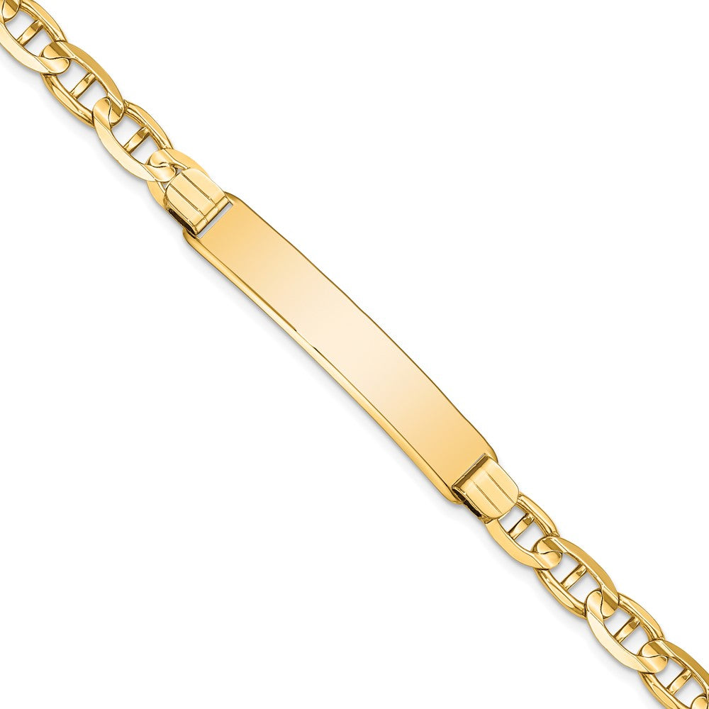 Engravable 14K Yellow Gold Anchor Link ID Bracelet Length 7 inches Width 7.8 mm With Lobster Claw Clasp