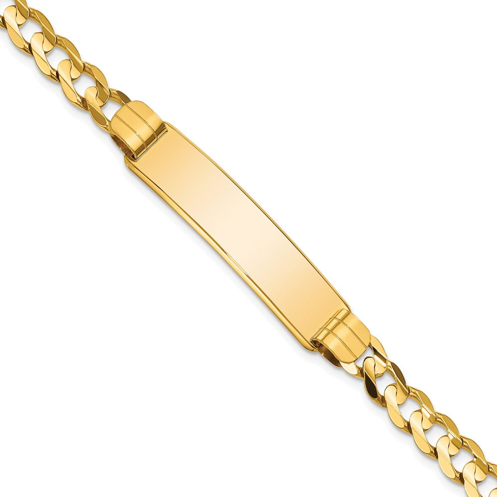 Engravable 14K Yellow Gold Curb Link ID Bracelet Length 7 inches Width 9 mm With Lobster Claw Clasp