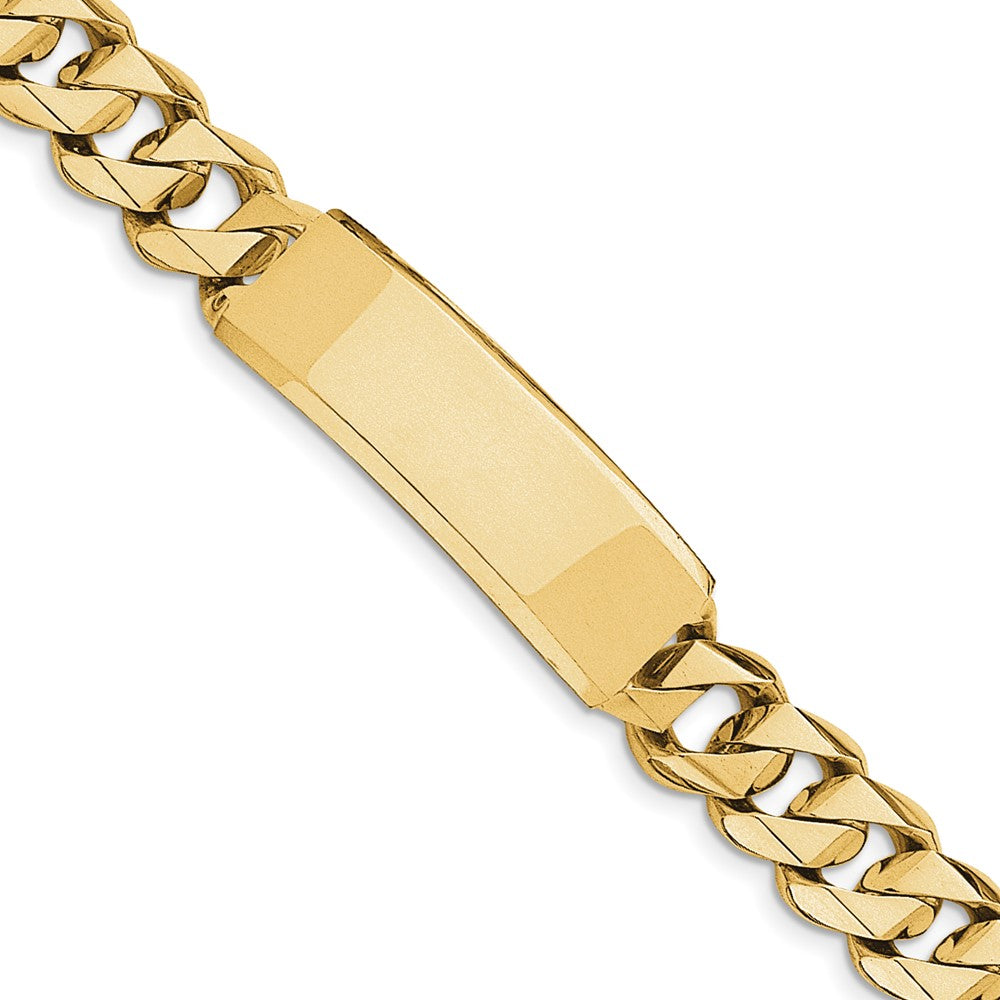 Engravable 14K Yellow Gold Hand polished Curb Link ID Bracelet Length 8.5 inches Width 15.5 mm With Box And Tongue Clasp