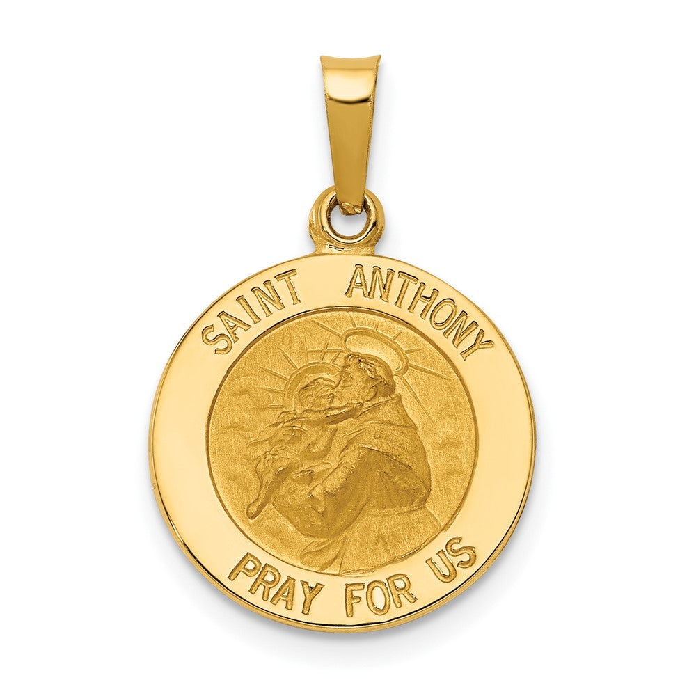 14k Yellow Gold Saint Anthony Medal Engravable Charm Pendant Jewelry Gifts (Length 0.85" Width 0.58")