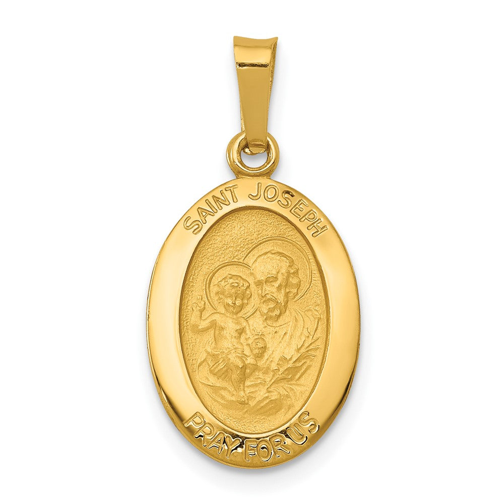 14k Yellow Gold Saint Joseph Medal Engravable Charm Pendant Jewelry Gifts (Length 0.92" Width 0.46")