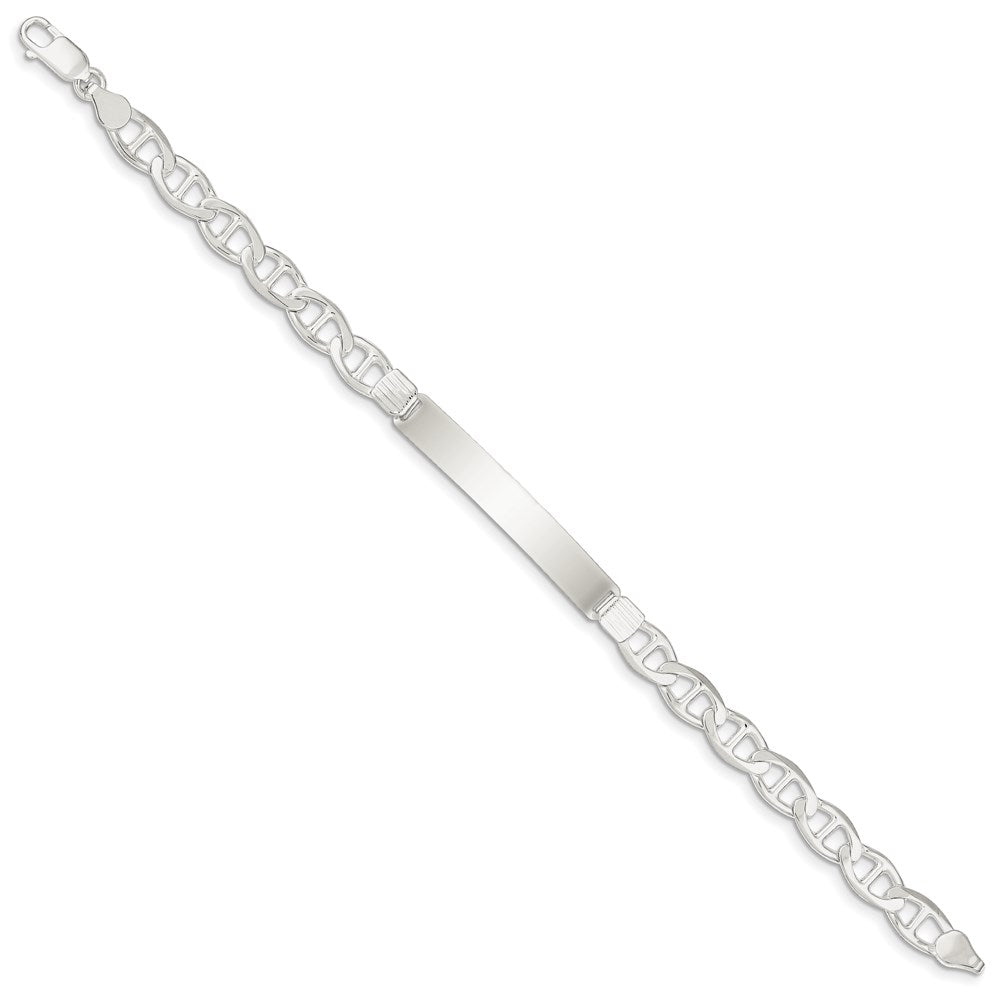 Engravable 925 Sterling Silver Anchor ID Bracelet Length 8 inches Width 7 mm With Lobster Claw Clasp