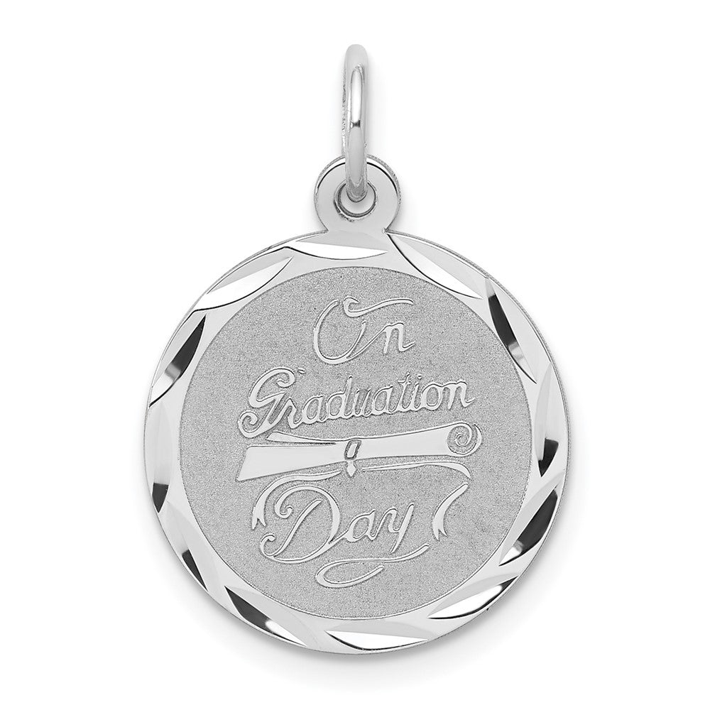 925 Sterling Silver On Graduation Day Disc Engravable Charm Pendant Jewelry Gifts (Length 0.74" Width 0.62")