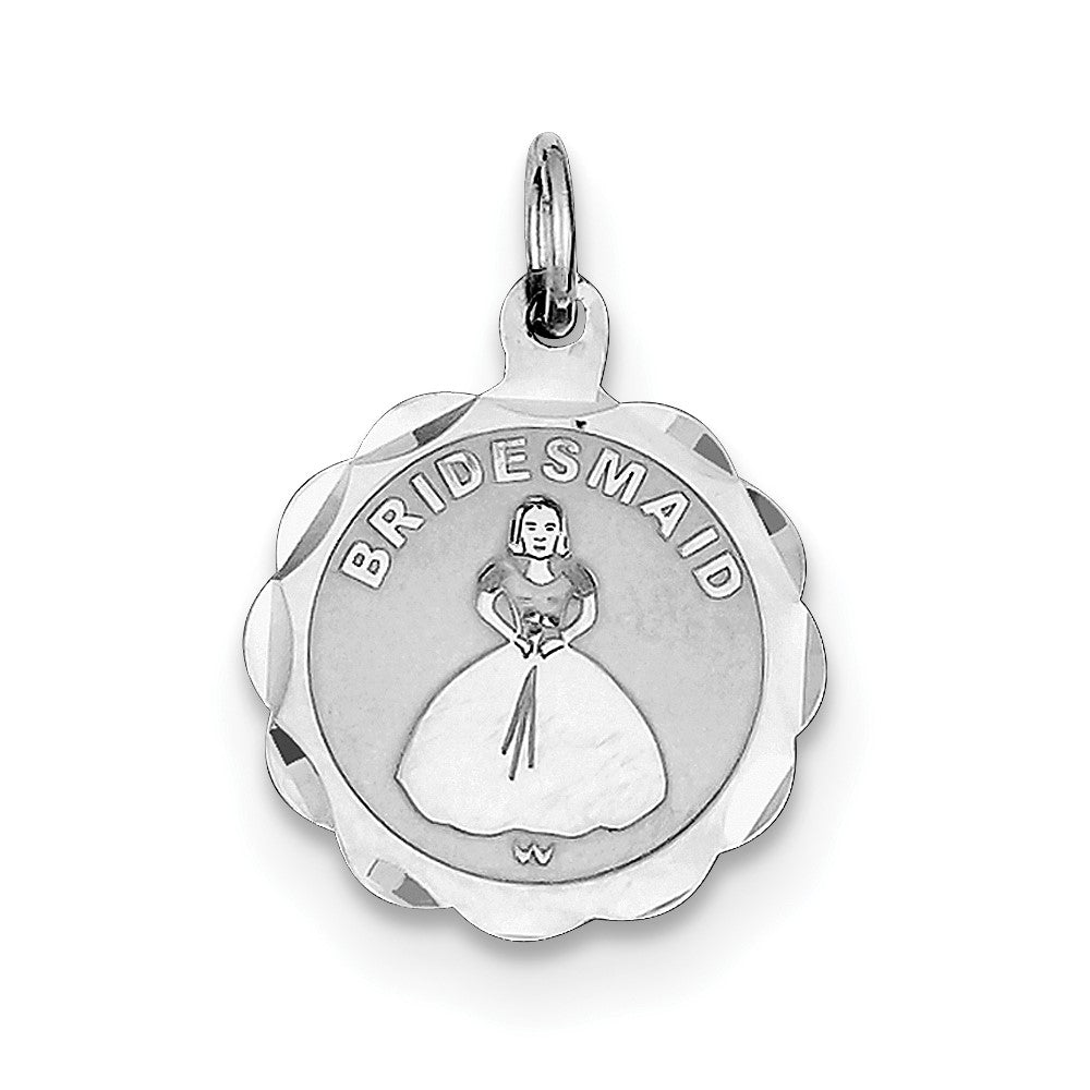 925 Sterling Silver Bridesmaid Disc Engravable Charm Pendant Jewelry Gifts (Length 0.9" Width 0.62")