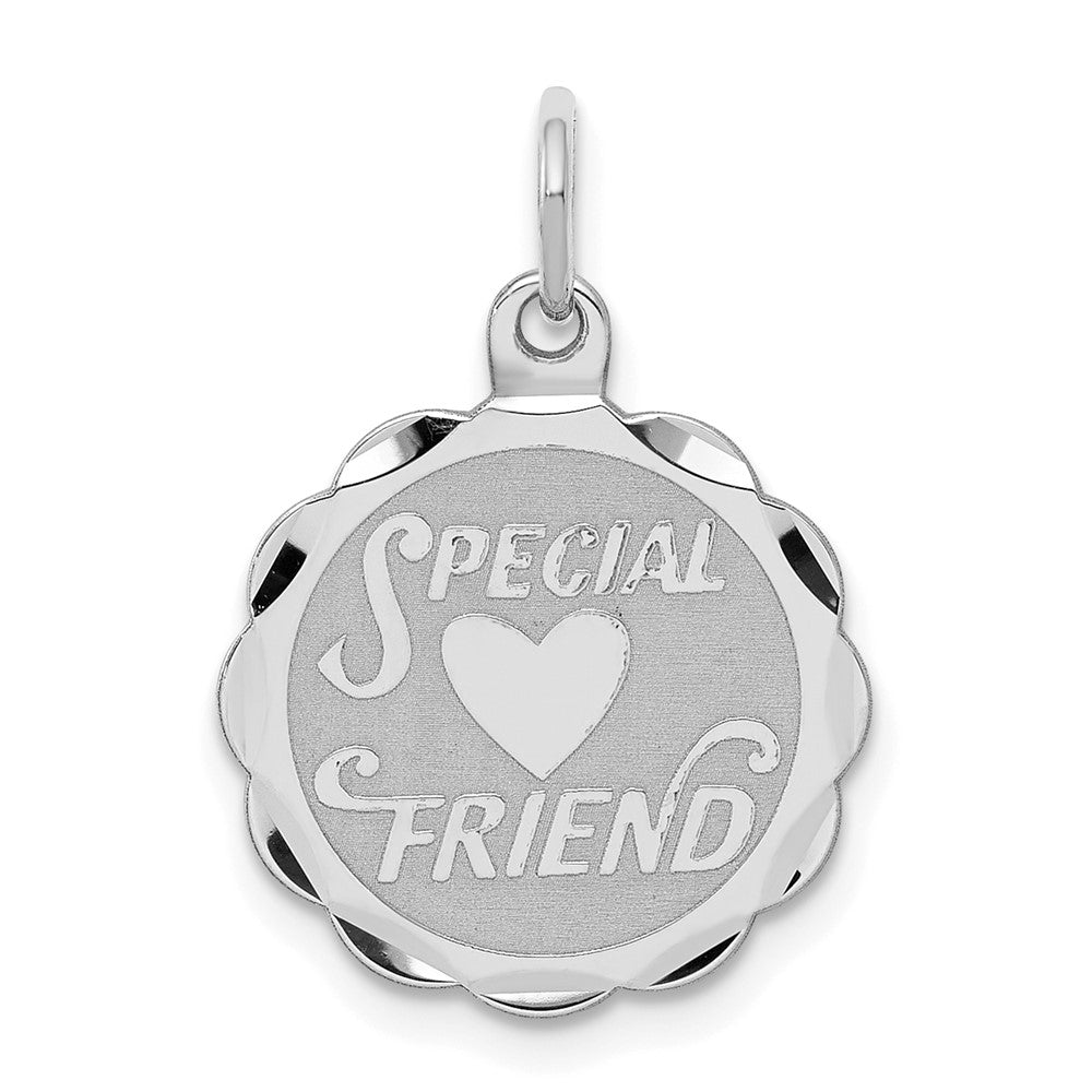 925 Sterling Silver Special Friend Disc Engravable Charm Pendant Jewelry Gifts (Length 0.7" Width 0.59")