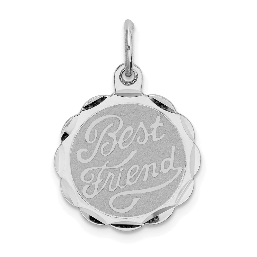 925 Sterling Silver Best Friend Disc Engravable Charm Pendant Jewelry Gifts (Length 0.7" Width 0.59")