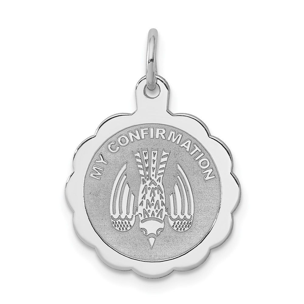 925 Sterling Silver My Confirmation Disc Engravable Charm Pendant Jewelry Gifts (Length 0.7" Width 0.59")
